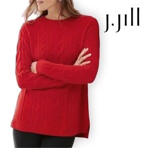 J. Jill Chenille Cable Knit Pullover Sweater Crew Neck Cosy Super Soft Size M/T